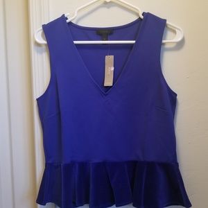 NEW J.Crew Blue Velvet Peplum Top